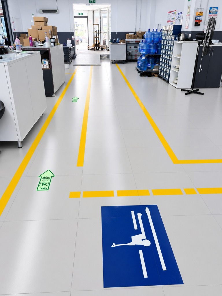 Fabrika İSG Forklift Yolu ve Acil Çıkış Zemin Çizgisi Uygulaması