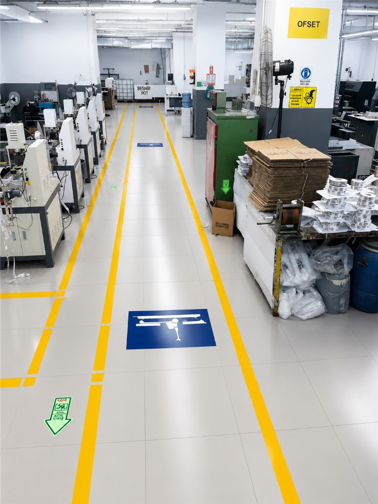 Fabrika Üretim Alanı Forklift Yolu ve Yönlendirme Çizgileri